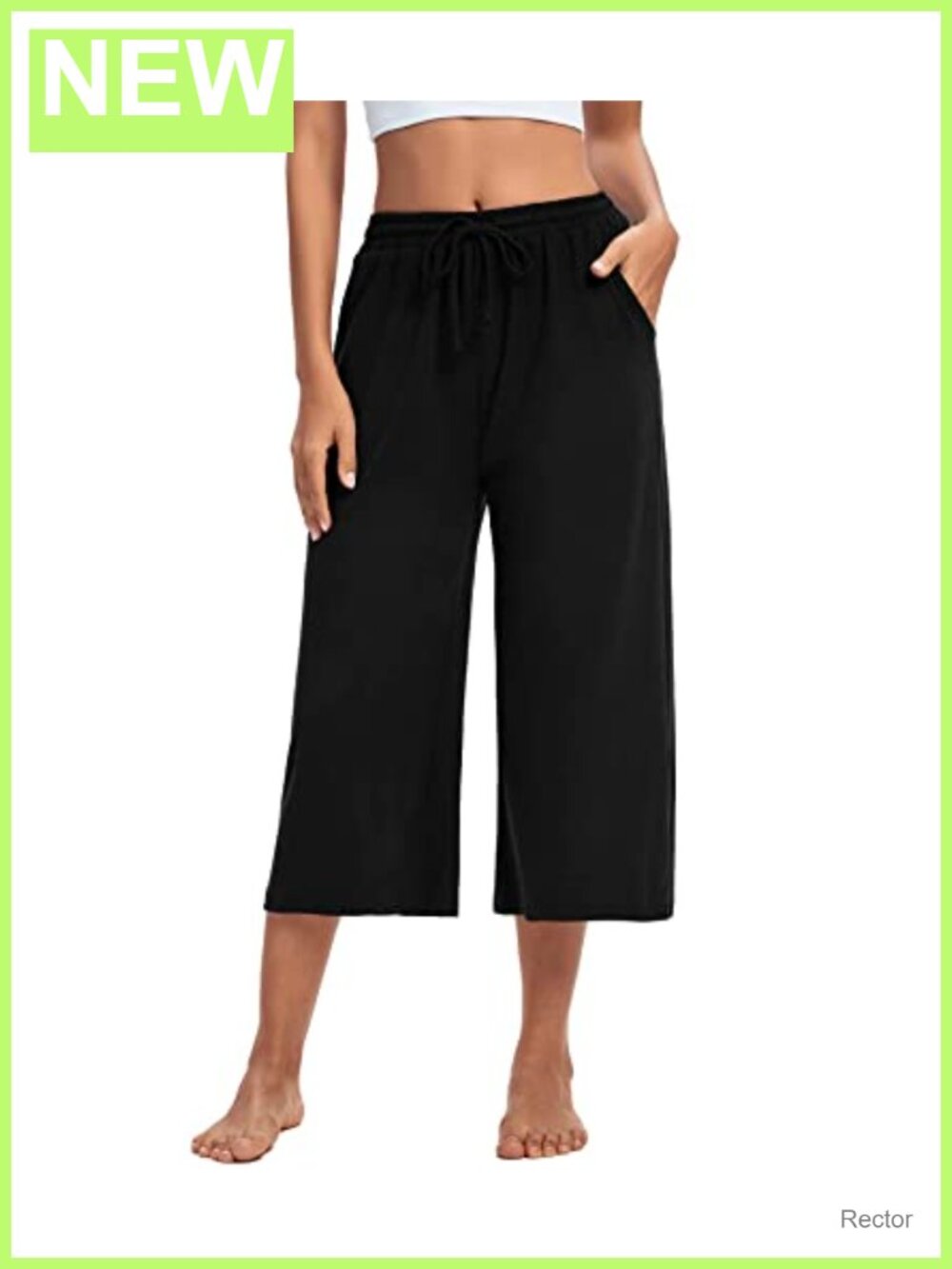 Women's Capri Wide Leg Yoga Pants Drawstring Pocket Lounge